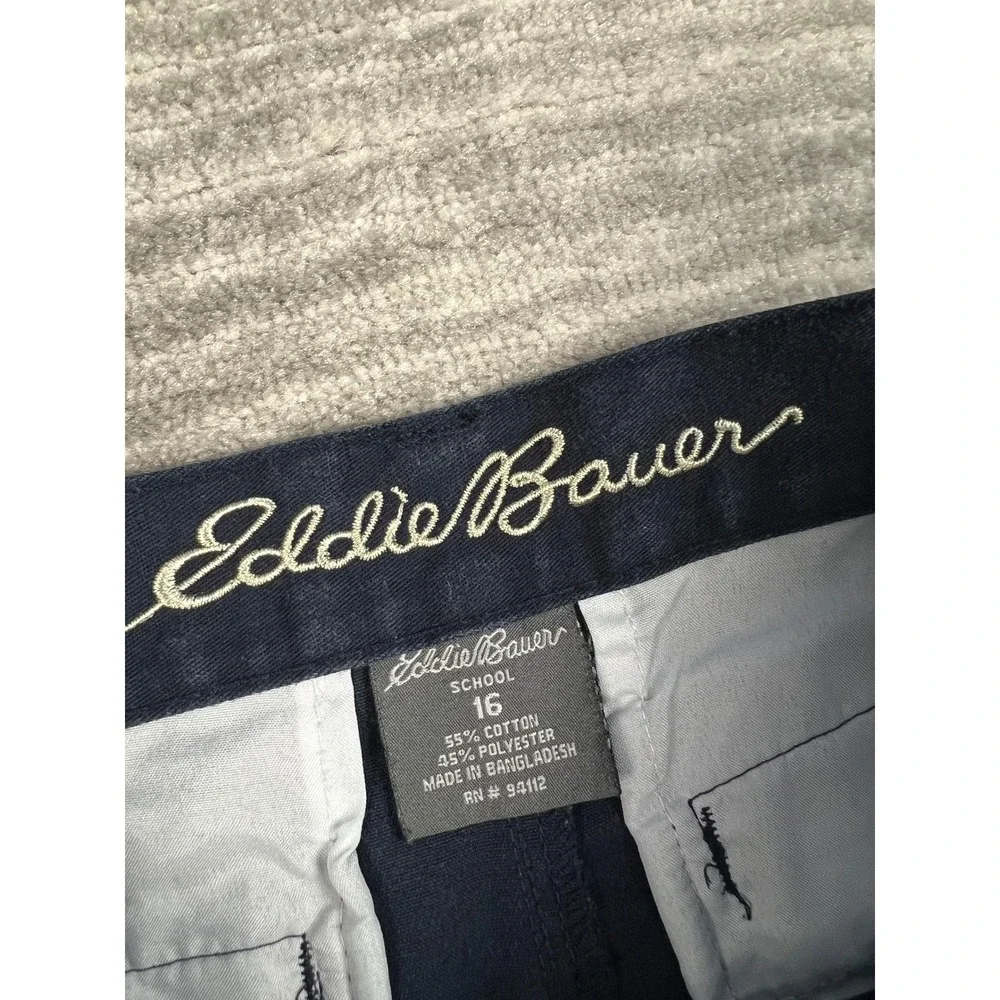 Eddie Bauer School Pants Boys 16 Navy Blue Uniform Straight Leg Chino 29x26